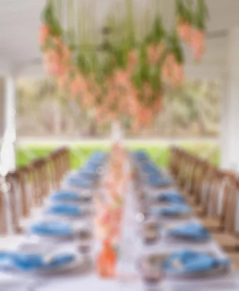 Wazig Zicht Bruidstafel Set Voor Dineren Geschikt Voor Bruiloft Achtergrond — Stockfoto