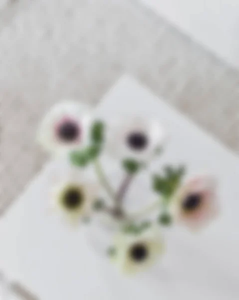 Vue Floue Décoration Intérieure Composée Fleurs Blanches Dans Vase Petites — Photo