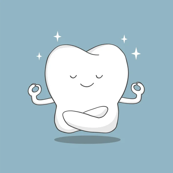 Cartoon tooth meditates — Stock Vector