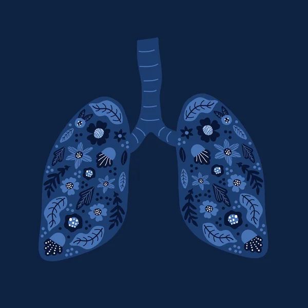 Pulmones Humanos Con Flor Estilo Escandinavo — Archivo Imágenes Vectoriales