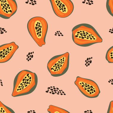 Papaya ile soyut ve pürüzsüz desen.