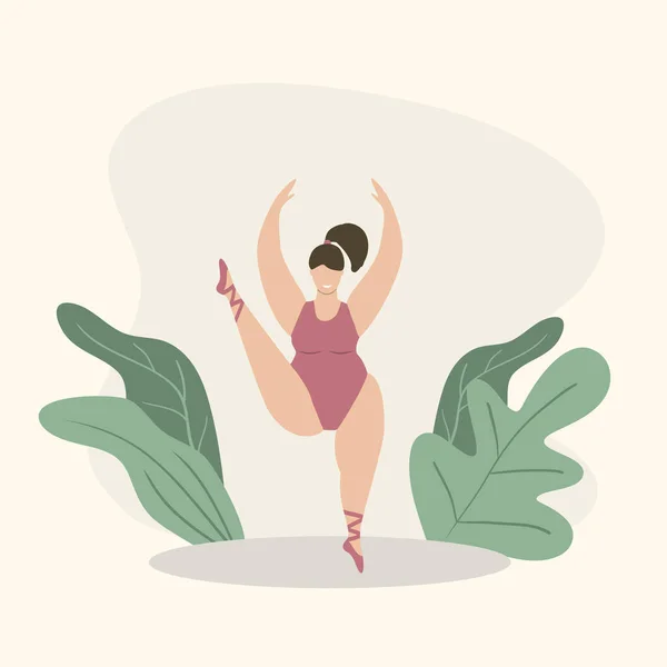 Happy Size Balletto Danza Donna — Vettoriale Stock