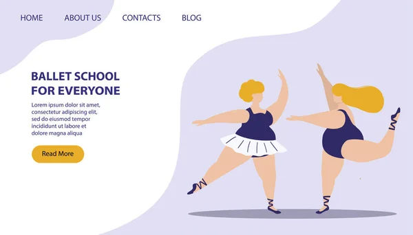 芭蕾舞学校为大家提供登陆页面模板 身体积极的概念 — 图库矢量图片