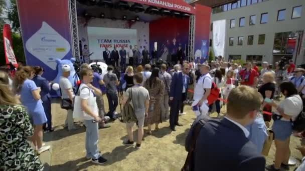 Misk, Belarus - June 21, 2019 Russian fans concert place at the 2nd European games 2019 in Minsk Belarus. — 비디오