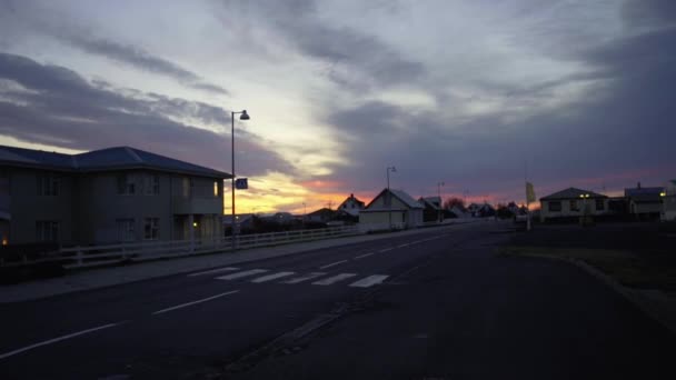 ReYKJAVIK, ICELAND, OCTOctober 10, 2019 Dawn in the Iceland town — 图库视频影像