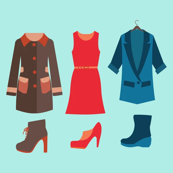 Modekollektion för våren och hösten kvinna garderob — Stock vektor