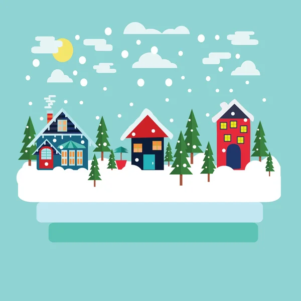メリー クリスマス グリーティング カード冬の国の風景 — ストックベクタ
