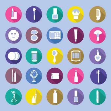  Simgesi ayarla kozmetik, makyaj ve güzellik nesneleri