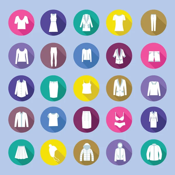 Collection of woman clothes in flat style. — Stock Vector