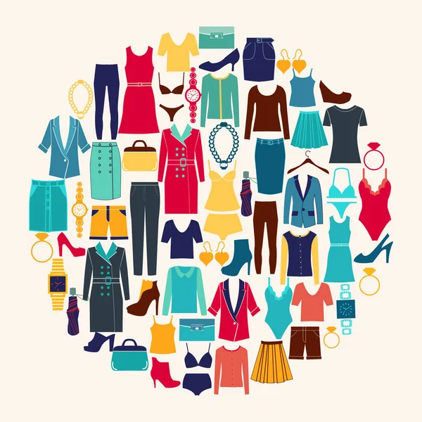 Vêtements et accessoires Ensemble icône de la mode . — Image vectorielle