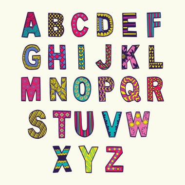 Fantezi el doodle tarzı çizilmiş yazı tipi. 