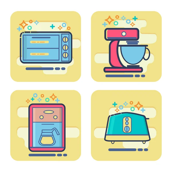 Set of cartoon home appliance icon. — Stock Vector
