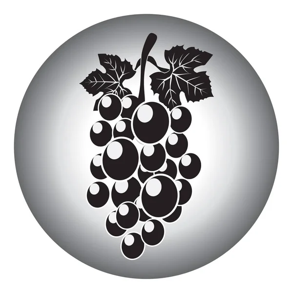 Icono de la uva y las hojas — Vector de stock
