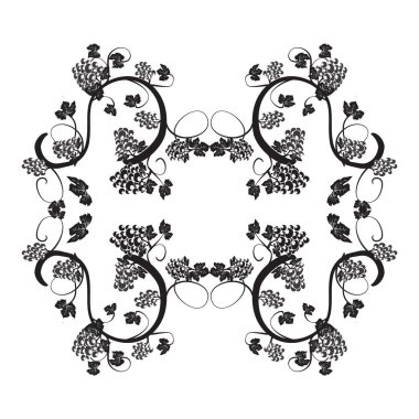 illüstrasyon ile zarif üzüm ve üzüm çerçevesinde demet