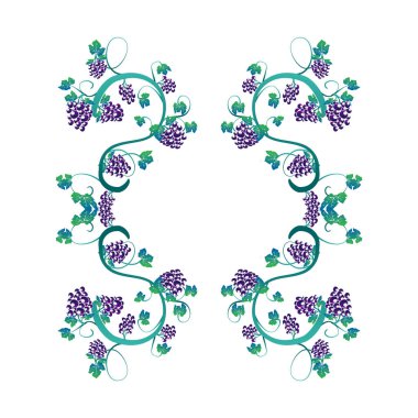 illüstrasyon ile zarif üzüm ve üzüm çerçevesinde demet