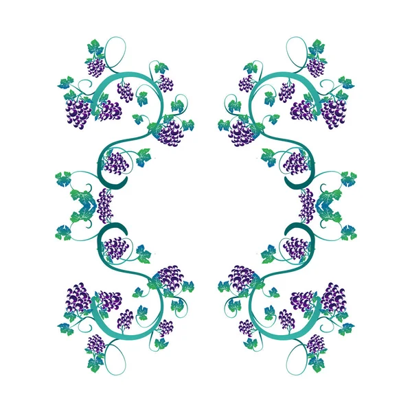 Illustration avec des vignes élégantes et des grappes de raisin cadre — Image vectorielle