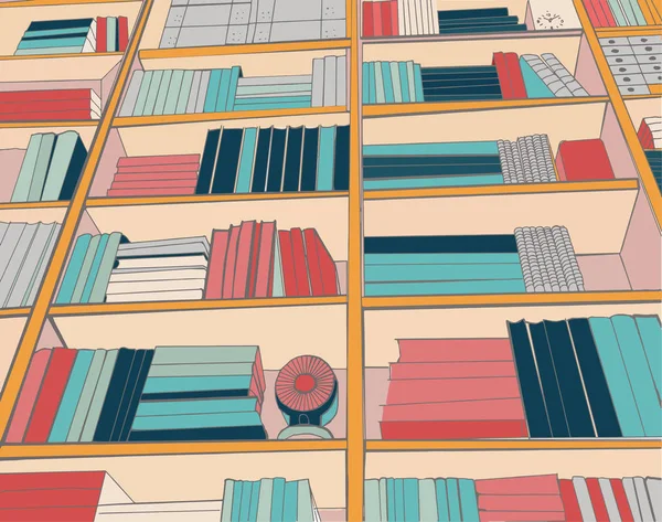 Modèle de bibliothèque étagère avec livre . — Image vectorielle