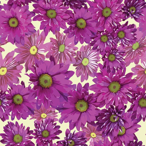 明るい紫菊、カモミールの花の背景 — ストックベクタ