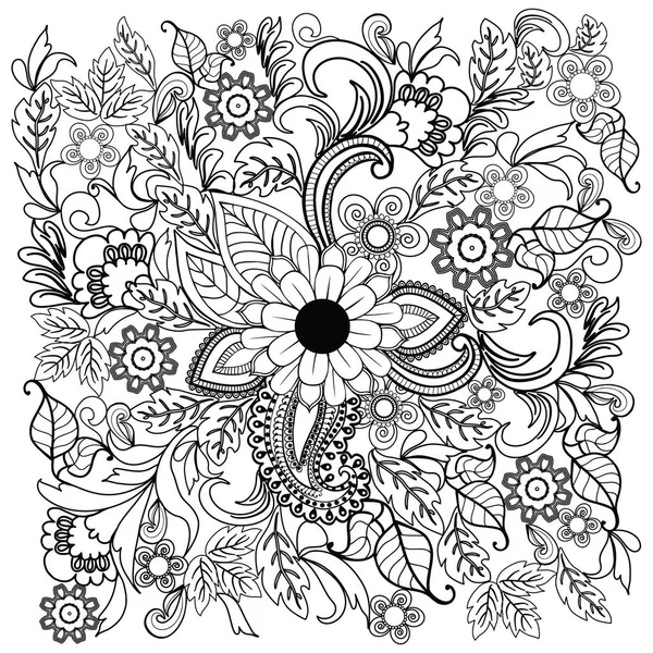 Estate ornamento fiore doodle . — Vettoriale Stock