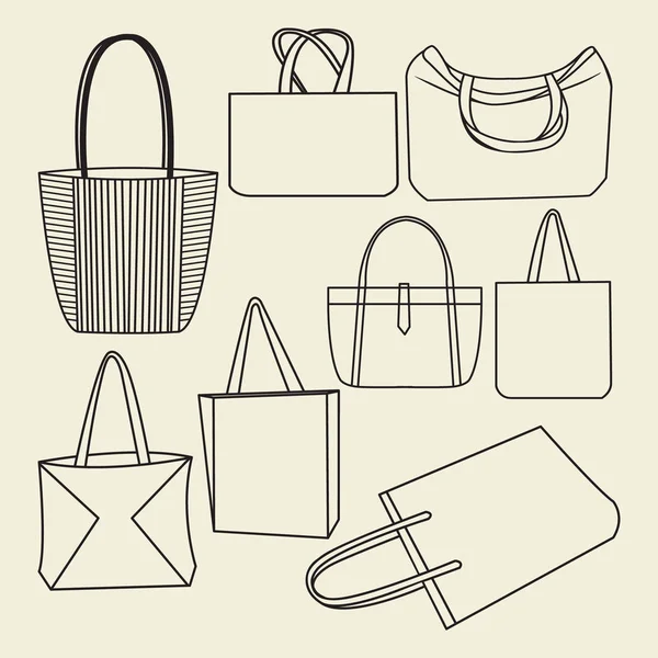 Icon set of canvas bags collection — Stock Vector