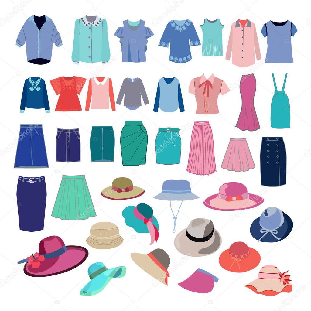 different fashion cloth and accessories collection. 