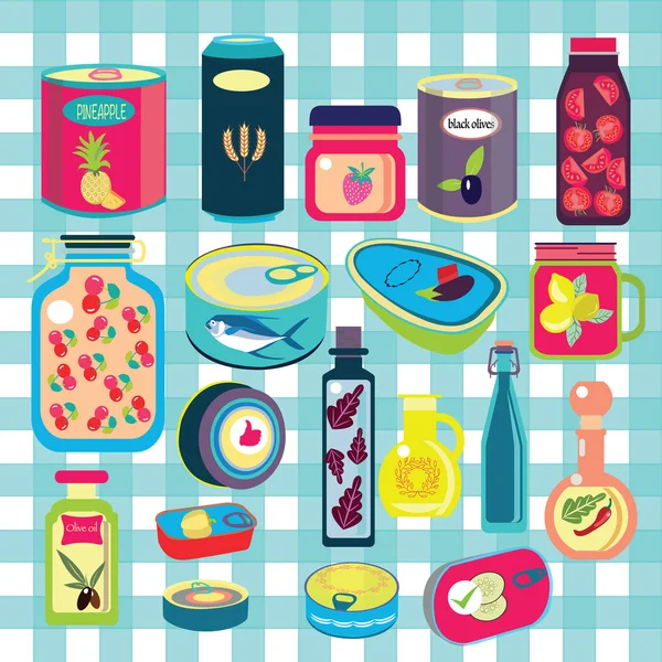 koleksiyon çeşitli teneke konserve ürünler gıda metal konteyner