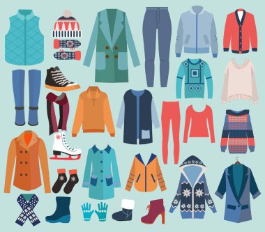 Kış kadın gardırop moda koleksiyonu. 