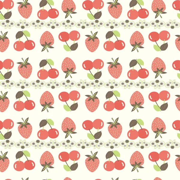 Arrière-plan avec cerise et fraise — Image vectorielle