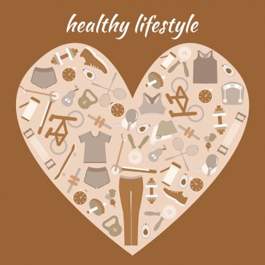 Sağlıklı yaşam tarzı arka planda kalp şekli. 