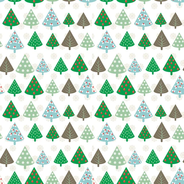 Cute Seamless Pattern with vintage Christmas tree — Stock Vector
