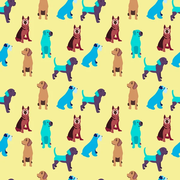 Pattern with dogs Colorful vector background — Stock Vector