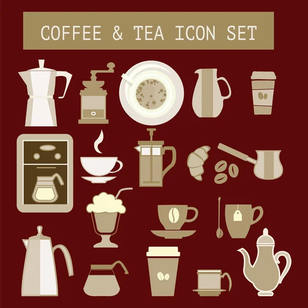 フラットの紅茶とコーヒーの web デザイン アイコン — ストックベクタ