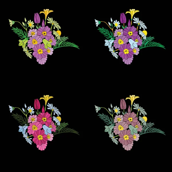 Güzel çiçek nakış tasarım öğeleri. — Stok Vektör