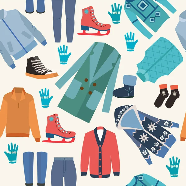 Arka plan ile moda kış giyim koleksiyonu — Stok Vektör