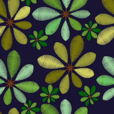 Nakış yeşillik seamless modeli yeşil yaprakları ile 