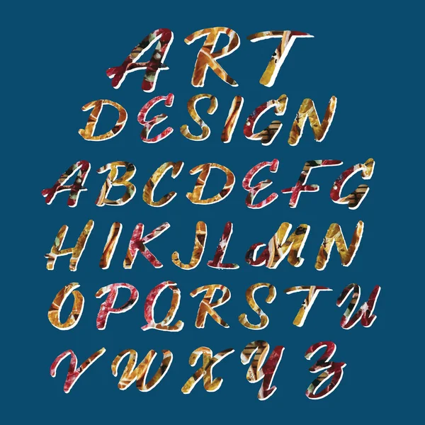 Sanat Tasarım stilize renkli yazı tipi ve alfabe — Stok Vektör