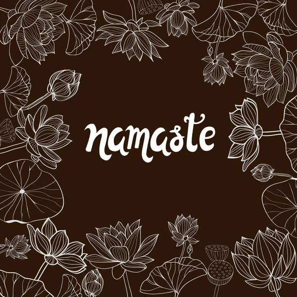 Lotus fleurs et lettrage namaste — Image vectorielle
