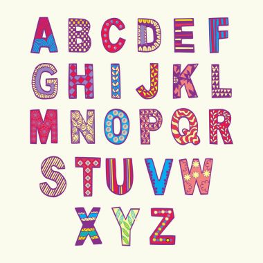 Fantezi el doodle tarzı çizilmiş yazı tipleri. 