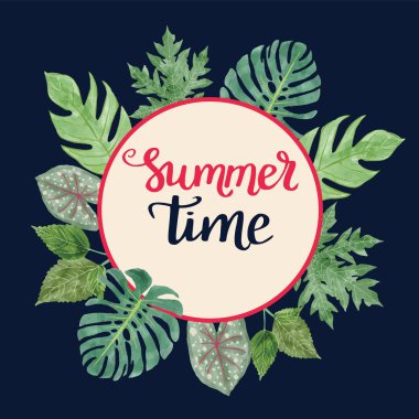 Tropikal yaz saati ile arka plan metni.