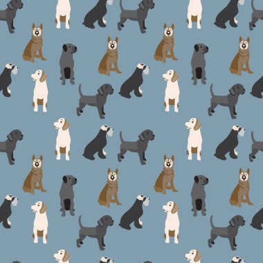 Köpekler renkli vektör arka plan deseni 