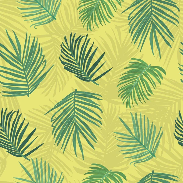 Tropische palm boom blad naadloze achtergrondpatroon — Stockvector