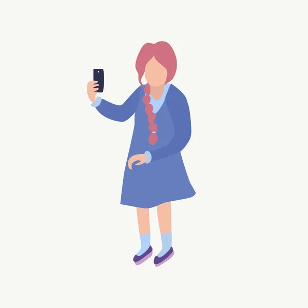 女の子は、スマート フォンで写真を撮るの selfie かわいい若い女の子を作る — ストックベクタ