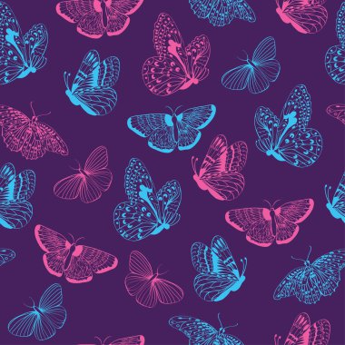 Kelebekler siluetleri seamless modeli. 