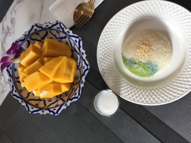 Mango With Sticky Rice with mango coconut milk
