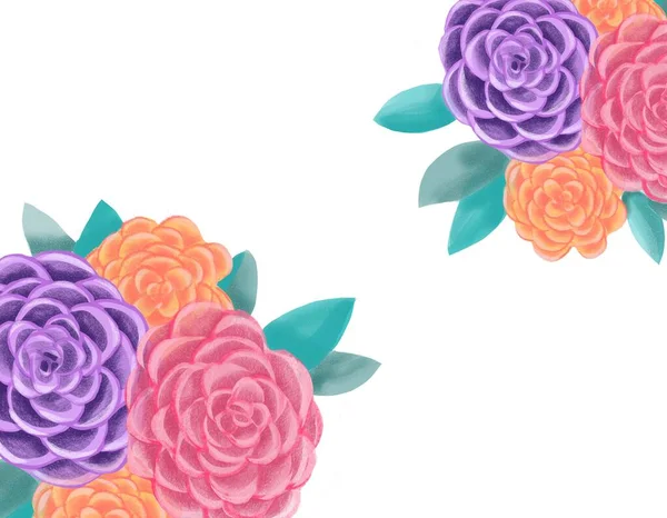 Ilustración Floral Decorativa Composición Botánica Romántica Para Boda Tarjeta Felicitación — Foto de Stock