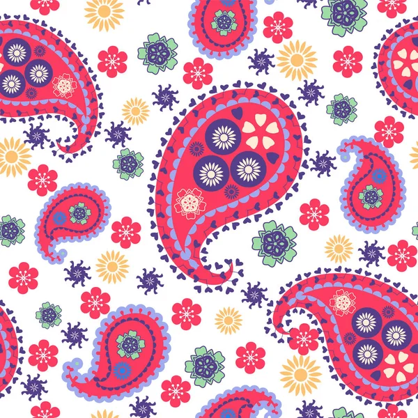 Vector Handritat Sömlöst Mönster Med Paisley Mönster Blommig Paisley Abstrakt — Stock vektor