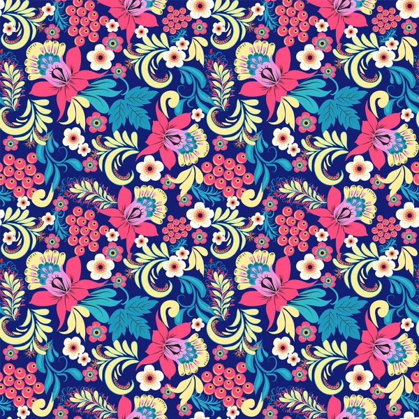 Motif Floral Vectoriel Sans Couture Dans Ornement Traditionnel Traditionnel Style — Image vectorielle