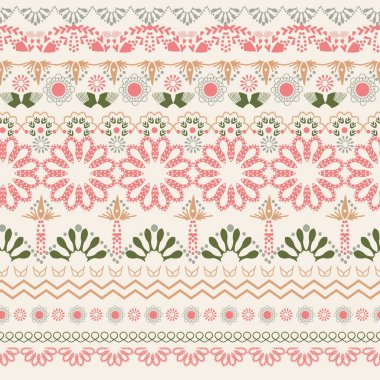 Vector Hand oryantal desenli sanat geçmişi çizmiş. Kusursuz desenli Hint Henna mehndi sınır elementleri ve kart için çiçekler