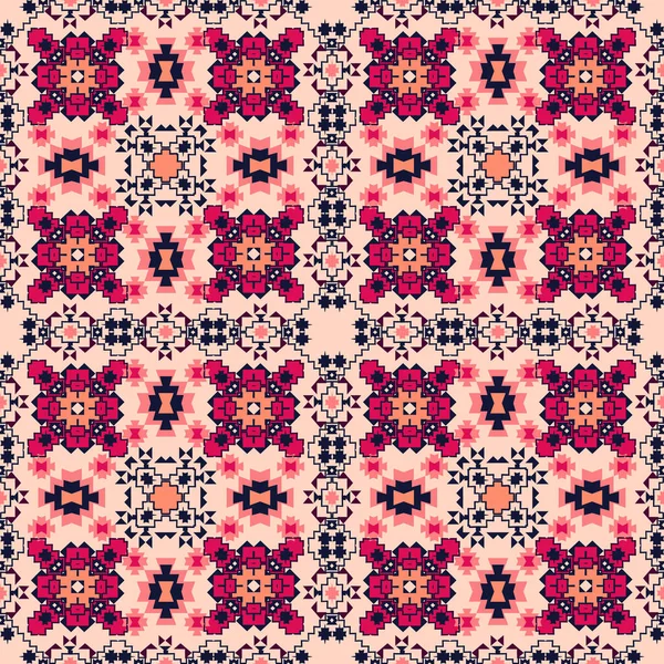 Vector Geometrical Ethnic Print Ornament Seamless Tribal Background Textile Design — Stock Vector