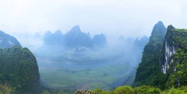 Guilin, Çin, 24 Mart 2014, Li Nehri kuş Üstten Görünüm